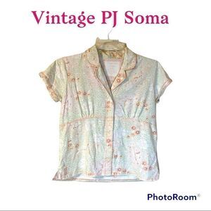 Vintage Pj Soma Peach & White Flroal Top (M)